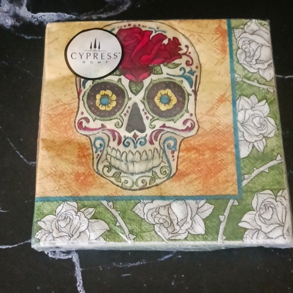 Halloween Sugar Skull / Day Of the Dead Paper Cocktail Napkin 20 count 3 Ply